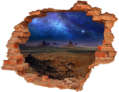 Grote 3D muursticker gat in de muur Ruimtelandschap in Monument Valley