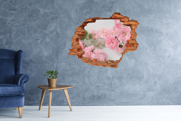 Grote 3D muursticker gat in de muur Een bloemenparadijs achter de muur.