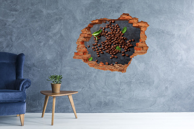 Grote 3D muursticker gat in de muur Koffie in een vervallen muur