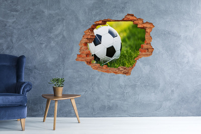 Vinyl muursticker 3D breekeffect Voetbal op het veld