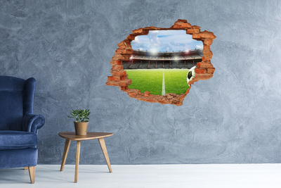 Vinyl muursticker 3D breekeffect Voetbalstadion gezien vanaf achter de muur