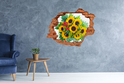Vinyl muursticker 3D breekeffect Bloemenboeket in een gat in de muur