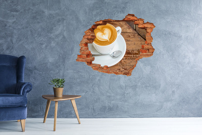 Vinyl muursticker 3D breekeffect Koffie in een kapotte muur
