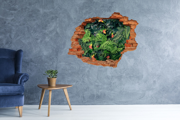 Vinyl muursticker 3D breekeffect Tropische tuin achter de muur