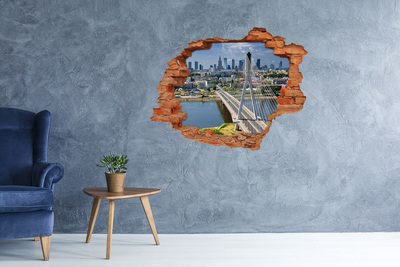 Vinyl muursticker 3D breekeffect Brug in Warschau