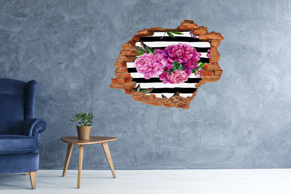 Grote 3D muursticker gat in de muur Hole in the Wall Bloemenmuurschildering