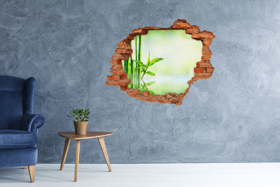 Grote 3D muursticker gat in de muur Groen paradijs met bamboe
