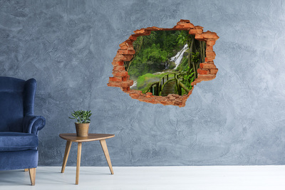 Vinyl muursticker 3D breekeffect Tropische waterval in de jungle