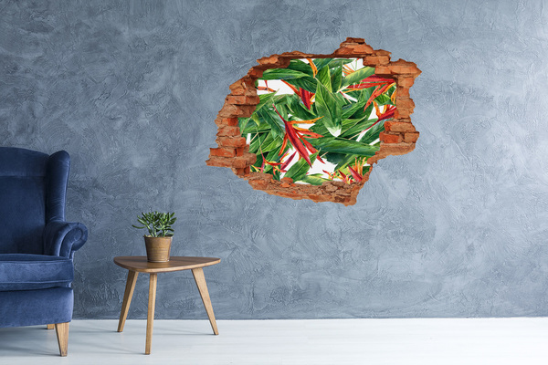 Grote 3D muursticker gat in de muur Tropisch paradijs achter de muur