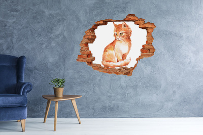 Grote 3D muursticker gat in de muur Kat in een gat in de muur