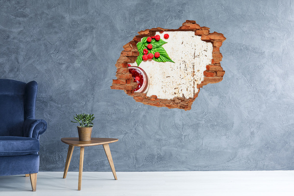 Grote 3D muursticker gat in de muur Fruitige charme in een beschadigde muur