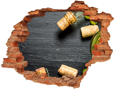 Grote 3D muursticker gat in de muur Wijn en druiven