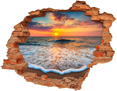Grote 3D muursticker gat in de muur Zonsondergang boven de zee