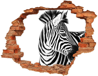Grote 3D muursticker gat in de muur Zebra in een gat in de muur