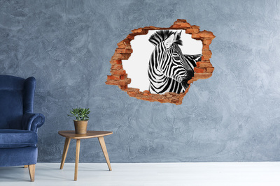 Grote 3D muursticker gat in de muur Zebra in een gat in de muur