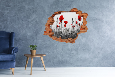 Grote 3D muursticker gat in de muur Bloemen in de ruïnes