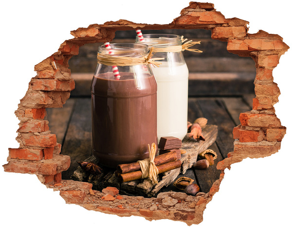 Grote 3D muursticker gat in de muur Chocoladelekkernijen in een natuurlijke omgeving