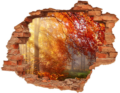 Grote 3D muursticker gat in de muur Gouden herfst in het bos