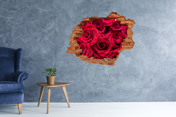 Vinyl muursticker 3D breekeffect Een bloemenparadijs met rozen.