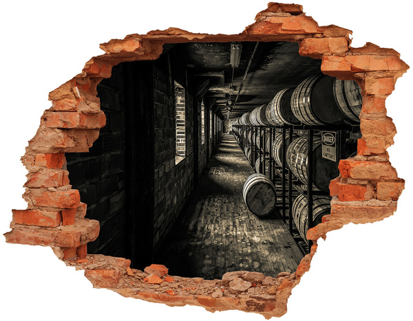 Vinyl muursticker 3D breekeffect Interieur van de vatenkelder