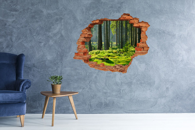 Grote 3D muursticker gat in de muur Groen bos in de zonnestralen
