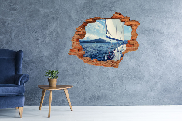 Vinyl muursticker 3D breekeffect Uitzicht vanaf het dek van het jacht