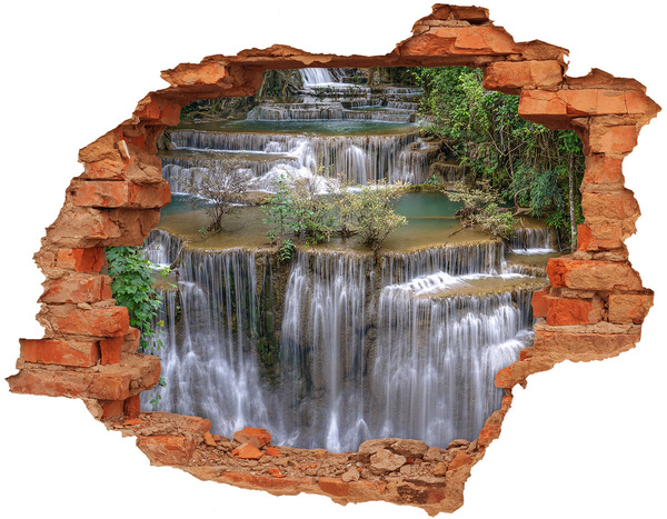 Grote 3D muursticker gat in de muur Waterval in de jungle