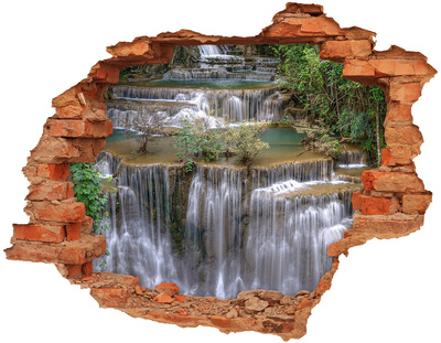 Grote 3D muursticker gat in de muur Waterval in de jungle