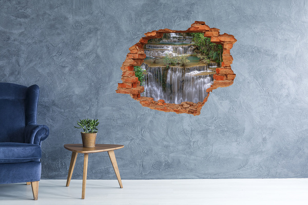 Grote 3D muursticker gat in de muur Waterval in de jungle