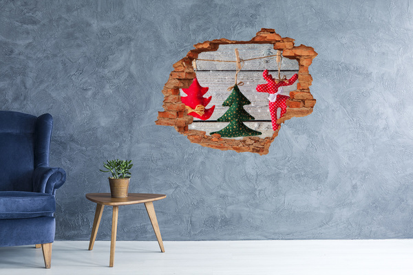 Grote 3D muursticker gat in de muur Kerstdecoratie voor in de muur