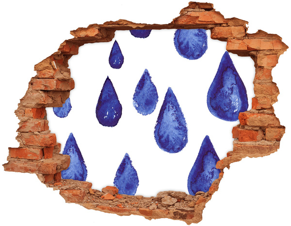 Vinyl muursticker 3D breekeffect Waterdruppels op de muur