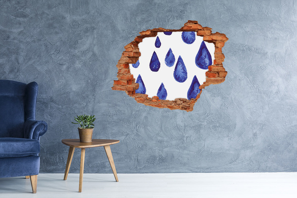 Vinyl muursticker 3D breekeffect Waterdruppels op de muur