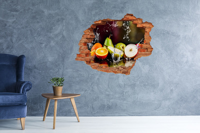 Grote 3D muursticker gat in de muur Fruitparadijs achter de muur