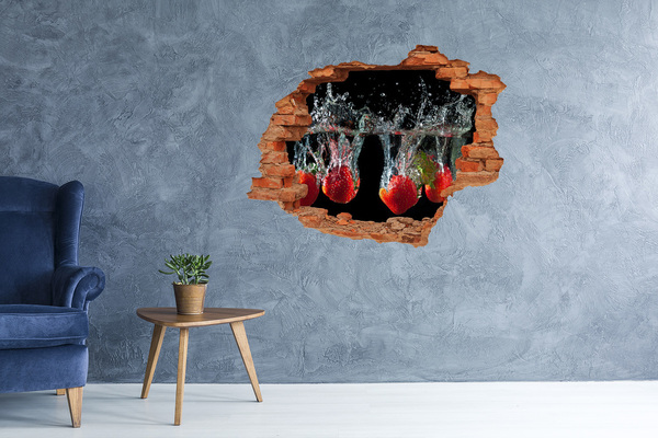 Grote 3D muursticker gat in de muur Fruitexplosie in het water
