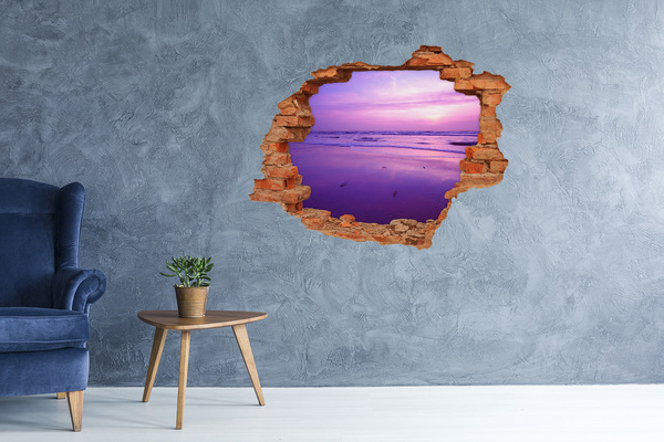 Grote 3D muursticker gat in de muur Zonsondergang boven de zee