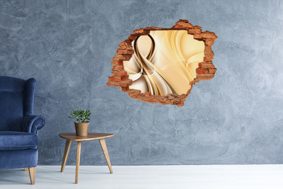 Grote 3D muursticker gat in de muur Gouden abstractie in een gat in de muur