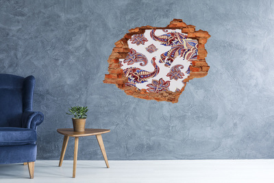 Vinyl muursticker 3D breekeffect Kleurrijke patronen in een gat in de muur