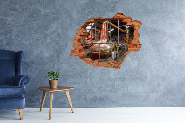 Grote 3D muursticker gat in de muur Interieur van een whiskystokerij