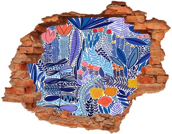 Vinyl muursticker 3D breekeffect Een verborgen tropische tuin