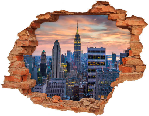 Grote 3D muursticker gat in de muur Uitzicht op New York