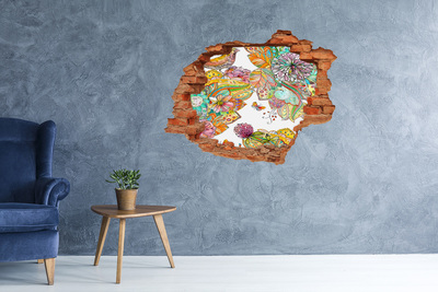 Vinyl muursticker 3D breekeffect Een bloemenparadijs achter de muren.