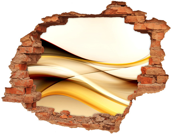 Grote 3D muursticker gat in de muur Gouden golven in een gat in de muur