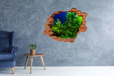 Grote 3D muursticker gat in de muur De onderwaterwereld in het aquarium