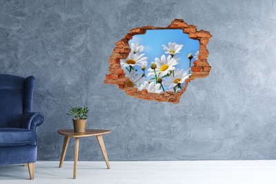 Grote 3D muursticker gat in de muur Een bloemenparadijs achter de muur.