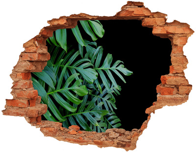 Grote 3D muursticker gat in de muur De groene jungle achter de muur