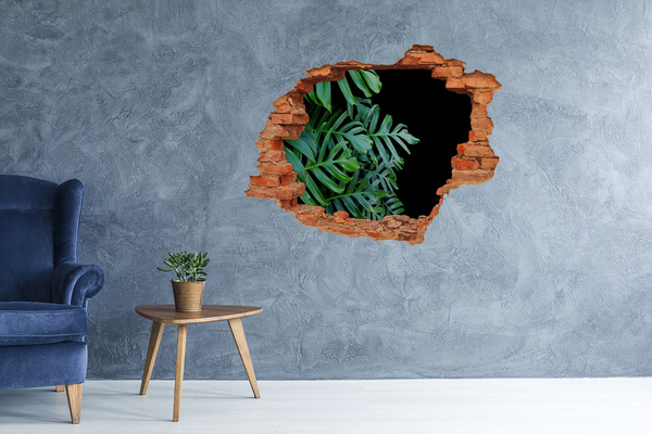 Grote 3D muursticker gat in de muur De groene jungle achter de muur