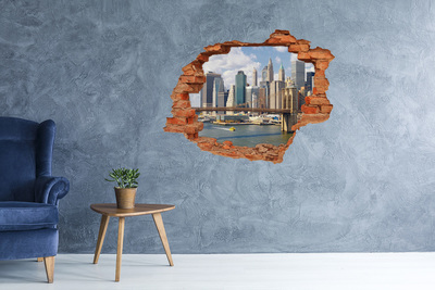 Vinyl muursticker 3D breekeffect New York achter het gat in de muur