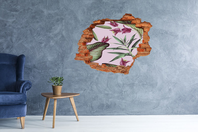 Vinyl muursticker 3D breekeffect Hole in the Wall Bloemenmuurschildering