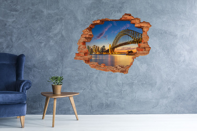 Vinyl muursticker 3D breekeffect Sydney Bridge bij zonsondergang