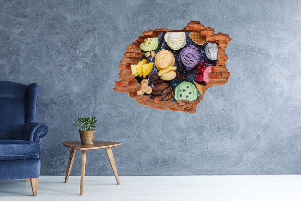 Grote 3D muursticker gat in de muur IJsgekte